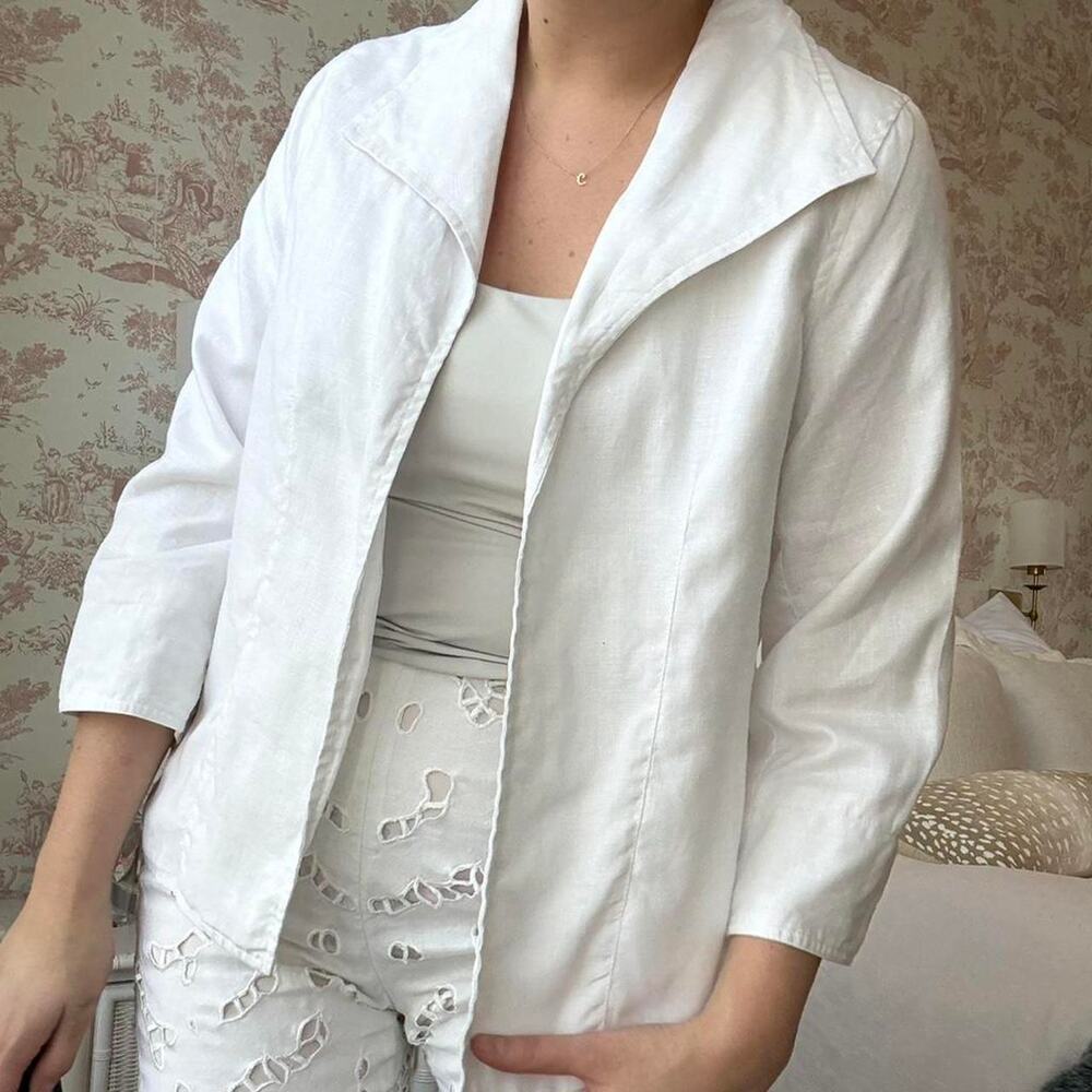Vintage‎ 100% Linen White Light Jacket Petite
